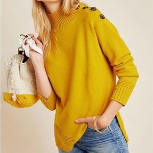 Anthropologie Margarita Tunic Style Sweater with Button Detail